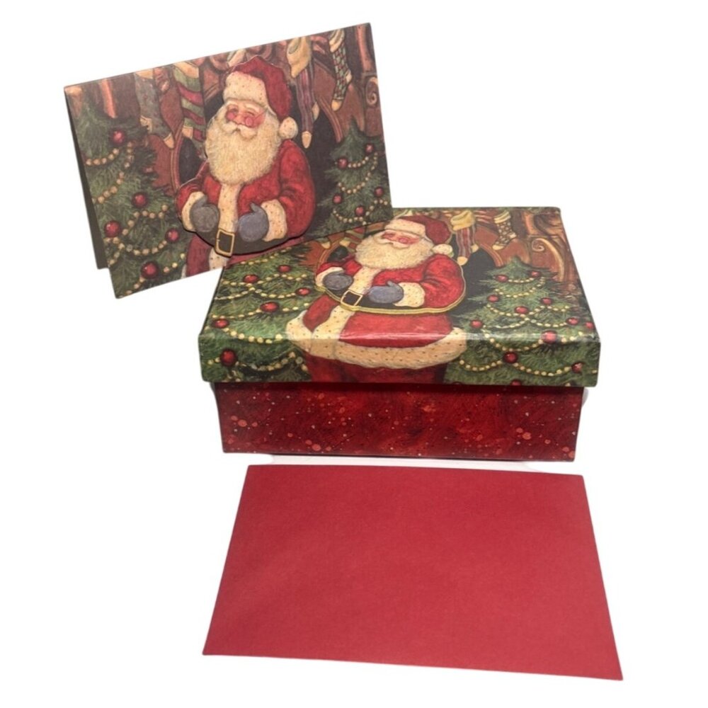 C.R. Gibson Markings Christmas Card Set With Santa & Box